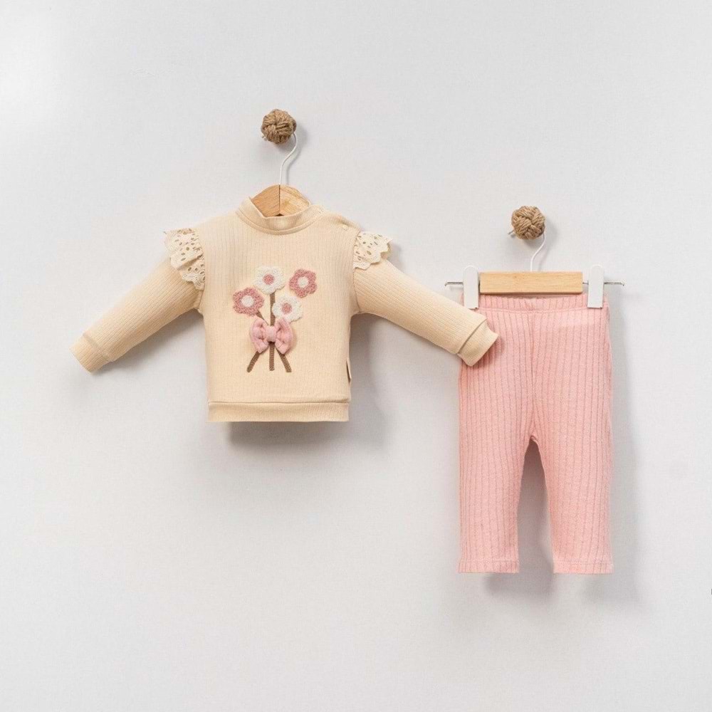 Çakar Bebe 6-18 Aylık Çiçek Süzine 2 li Takım-8045120 - PEMBE