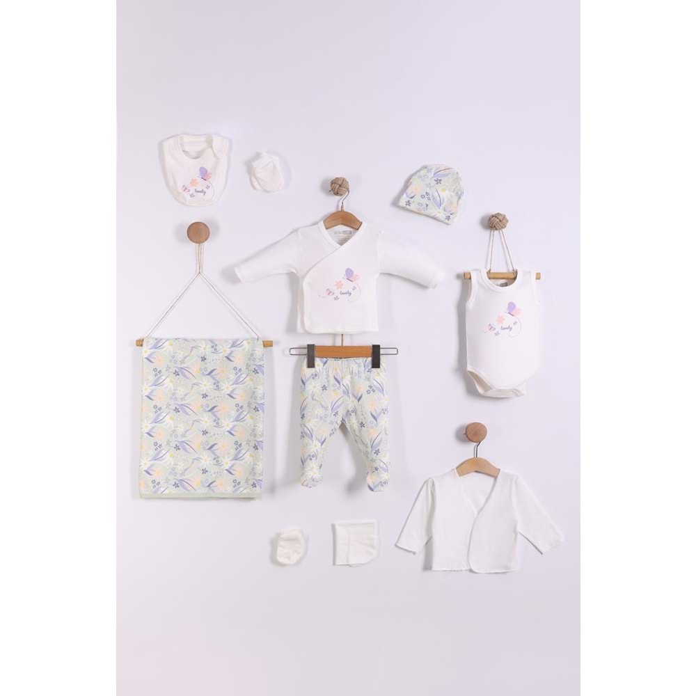 Yeni Doğan Çiçek Desenli 10 Lu Set-0011250 - PEMBE