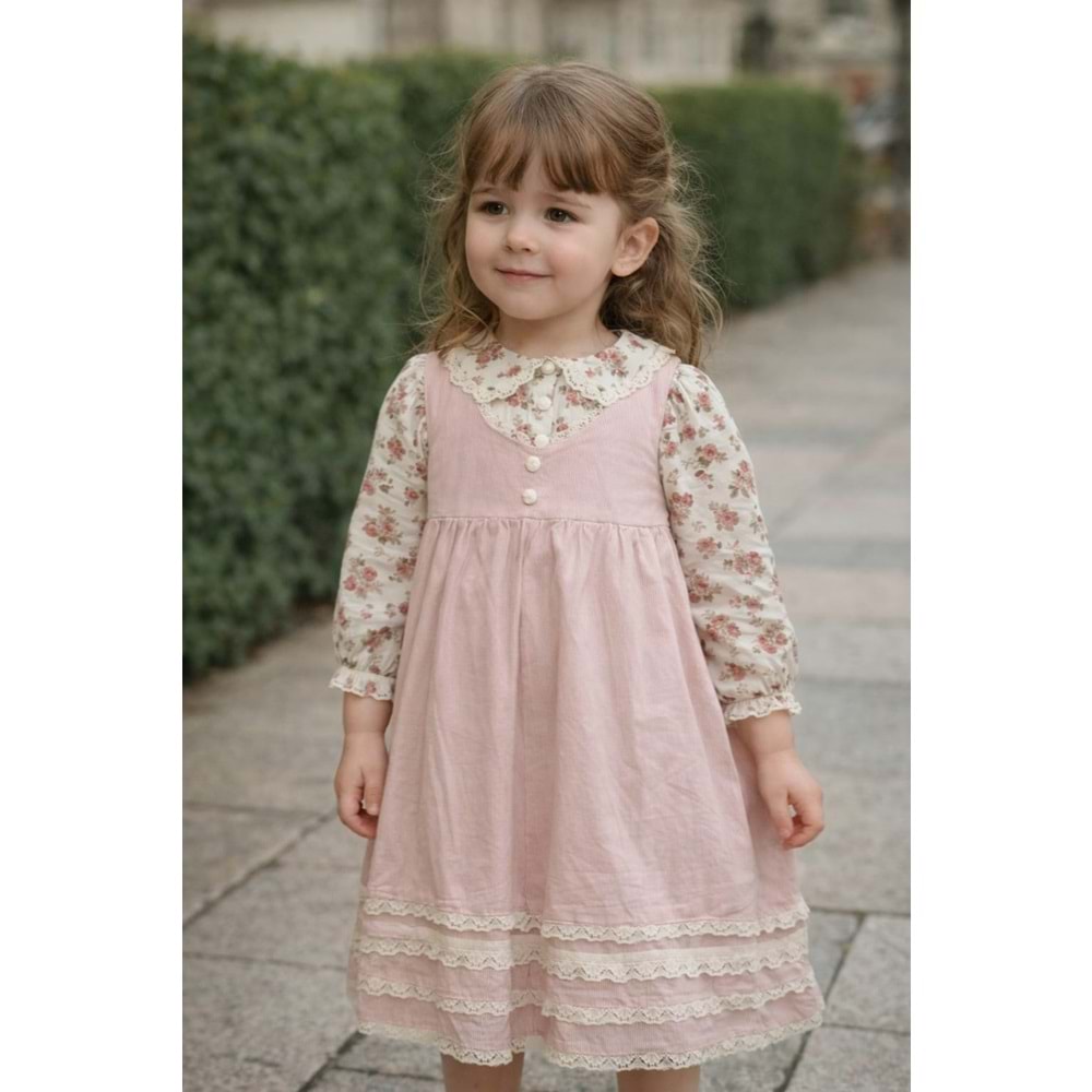 Kumru Çiçekli Etek Ucu Dantelli Kız Jile 2-5 Yaş-4444495 - SOMON