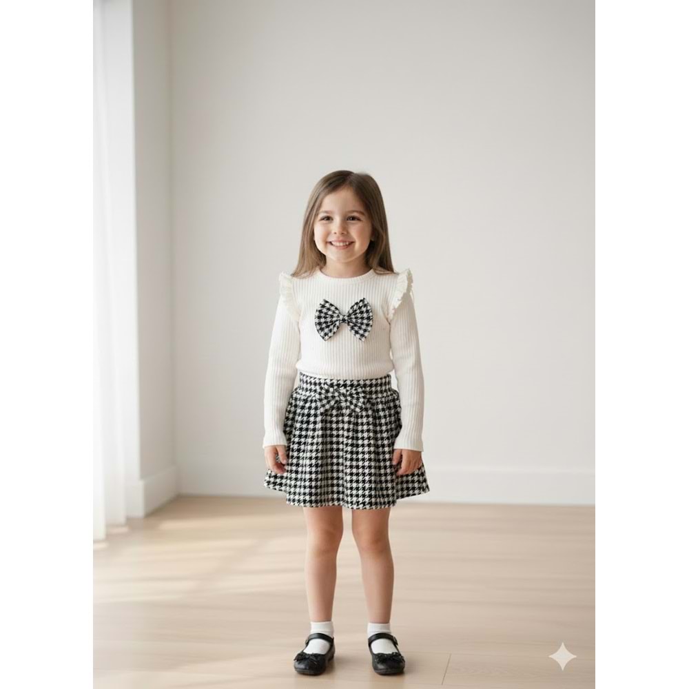 Deco Taşlı Fiyonklu Etekli Takım 9-24 Aylık-56439219 - SİYAH