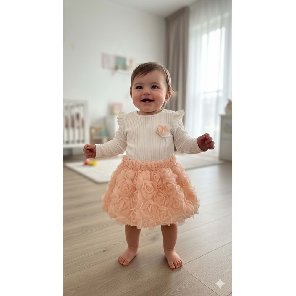 Deco Aksesurarlı Gül Etekli İkili Takım 9-24 Aylık-56697327 - SOMON
