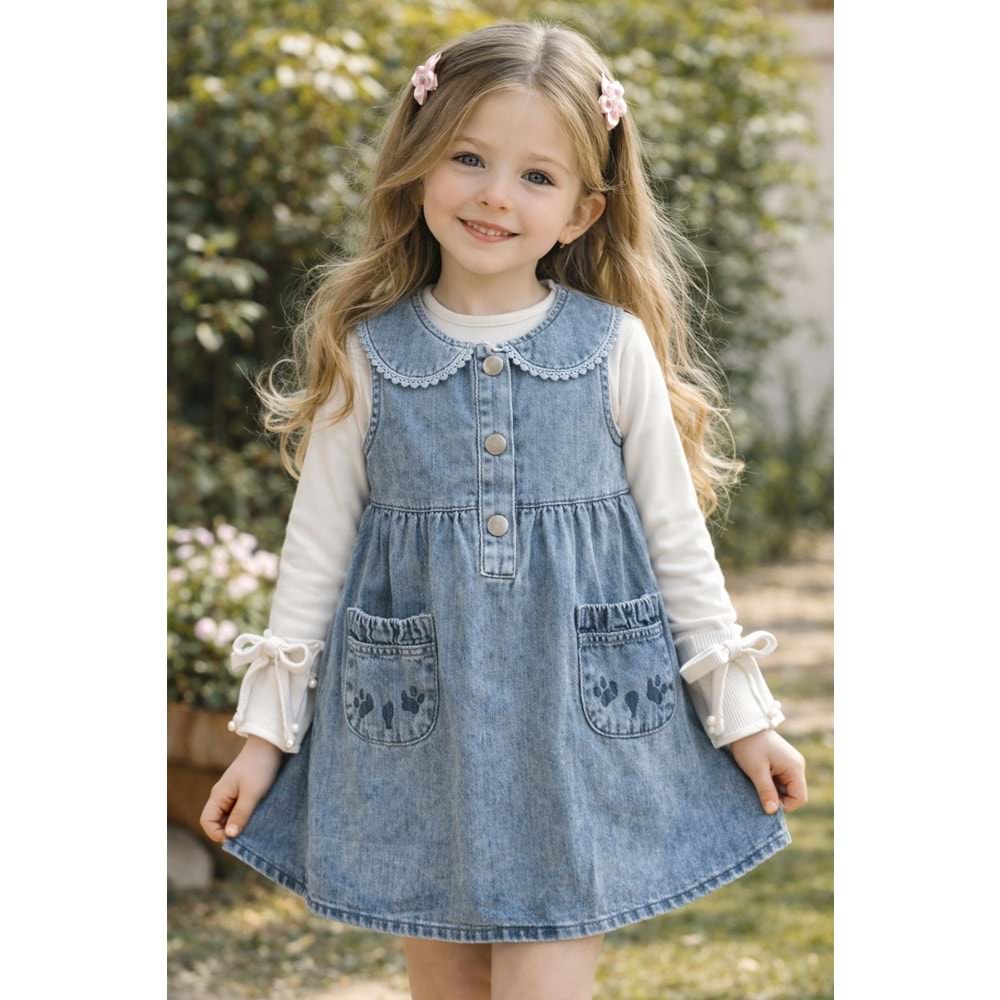 Mensis Kedi Nakışlı Kot Jıle 2-7 Yaş-9026491 - MAVİ