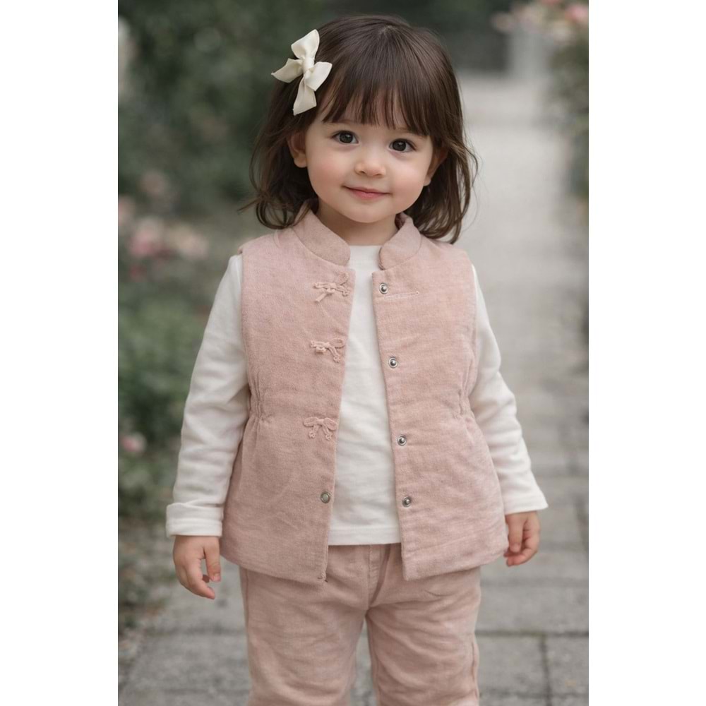 Bebiço Kız Yelekli Fiyonklu 3 lü Takım 6-24 Aylık-5429580 - SOMON