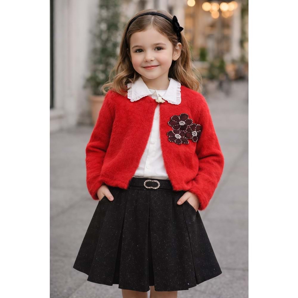 Miss Melinda Puanlı Etekli 3 lü Takım 9-12 Yaş-360770 - KIRMIZI