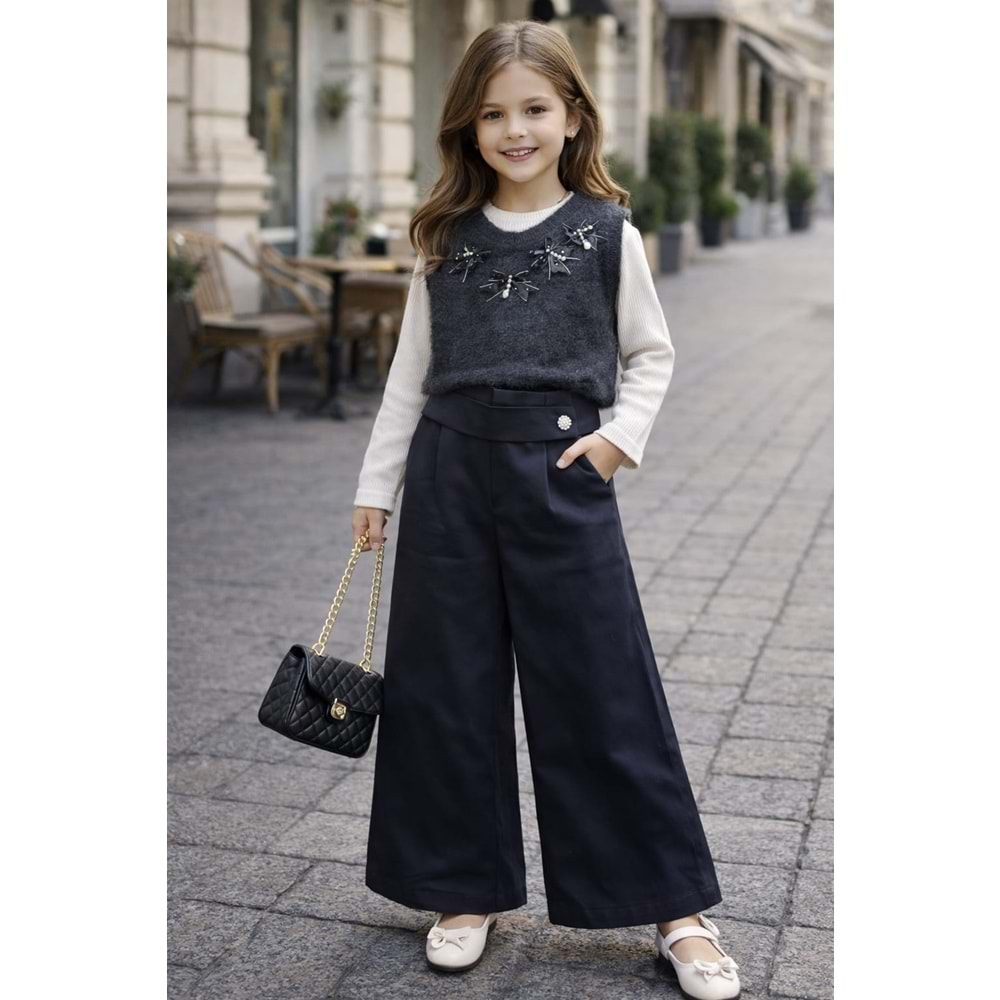 Miss Melinda Sakallı Süveter Üçlü Takım 5-8 Yaş-0361710 - SİYAH