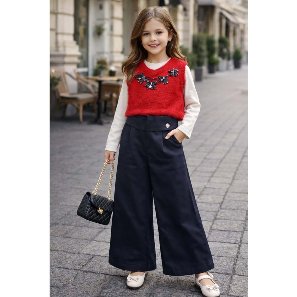 Miss Melinda Sakallı Süveter Üçlü Takım 9-12 Yaş-0362730 - KIRMIZI