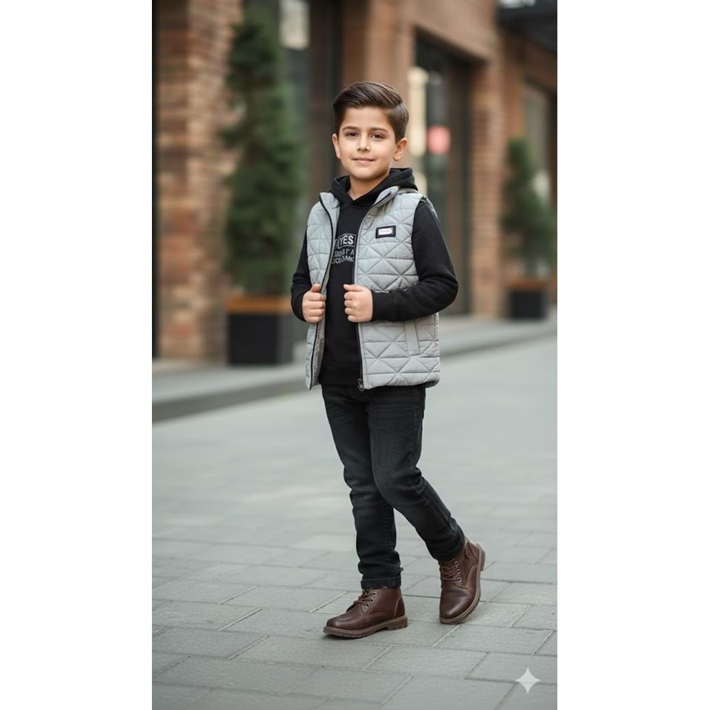 Yavrucak Şişme Yelekli Sweatli Takım 5-8 Yaş-5843726 - GRİ