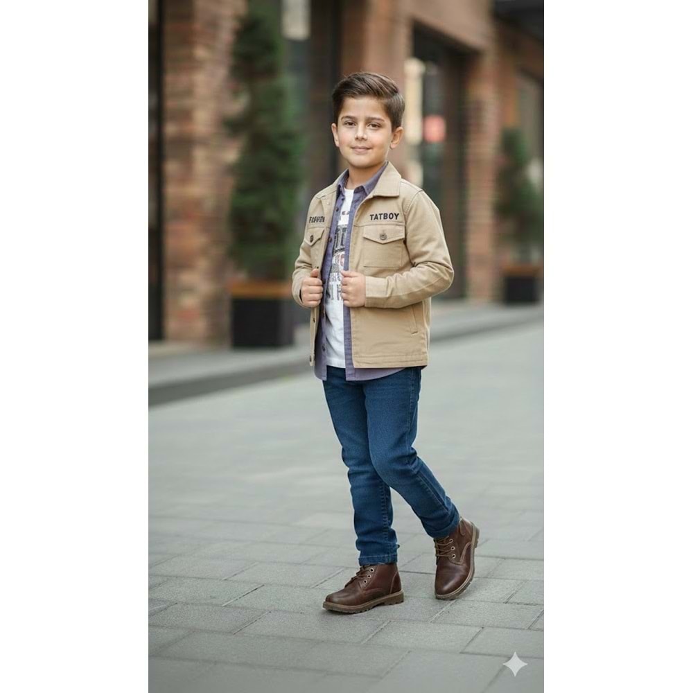 Yavrucak Keten Ceketli Gömlekli Takım 9-12 Yaş-4806826 - BEJ