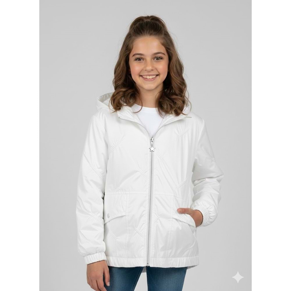 Asya Kids Büzgülü Krep Kız Yağmurluk 6-14 Yaş-5074550 - BEYAZ