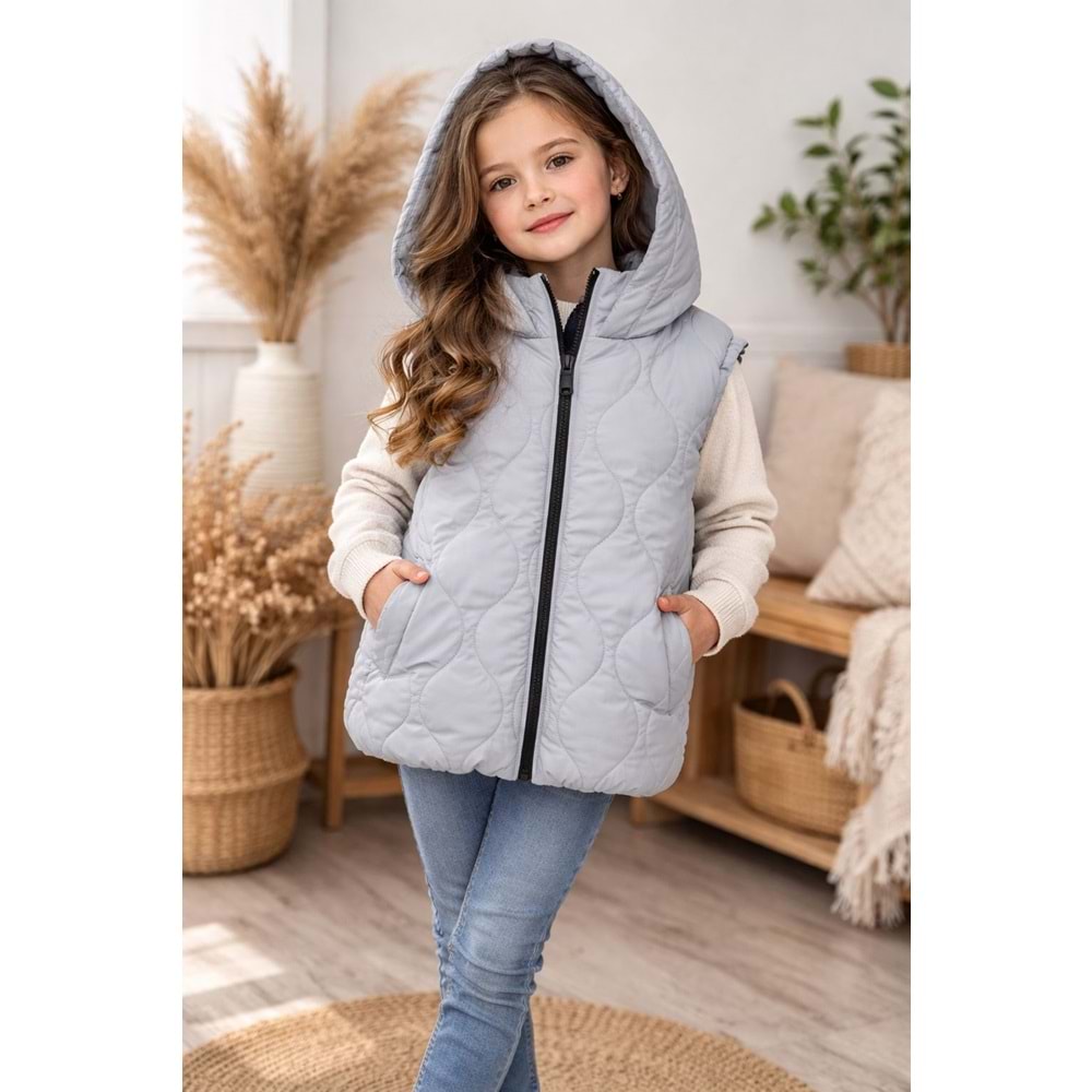 Asya Kids Soğan Kumaş Kız Şişme Yelek 6-14 Yaş-6618480 - GRİ