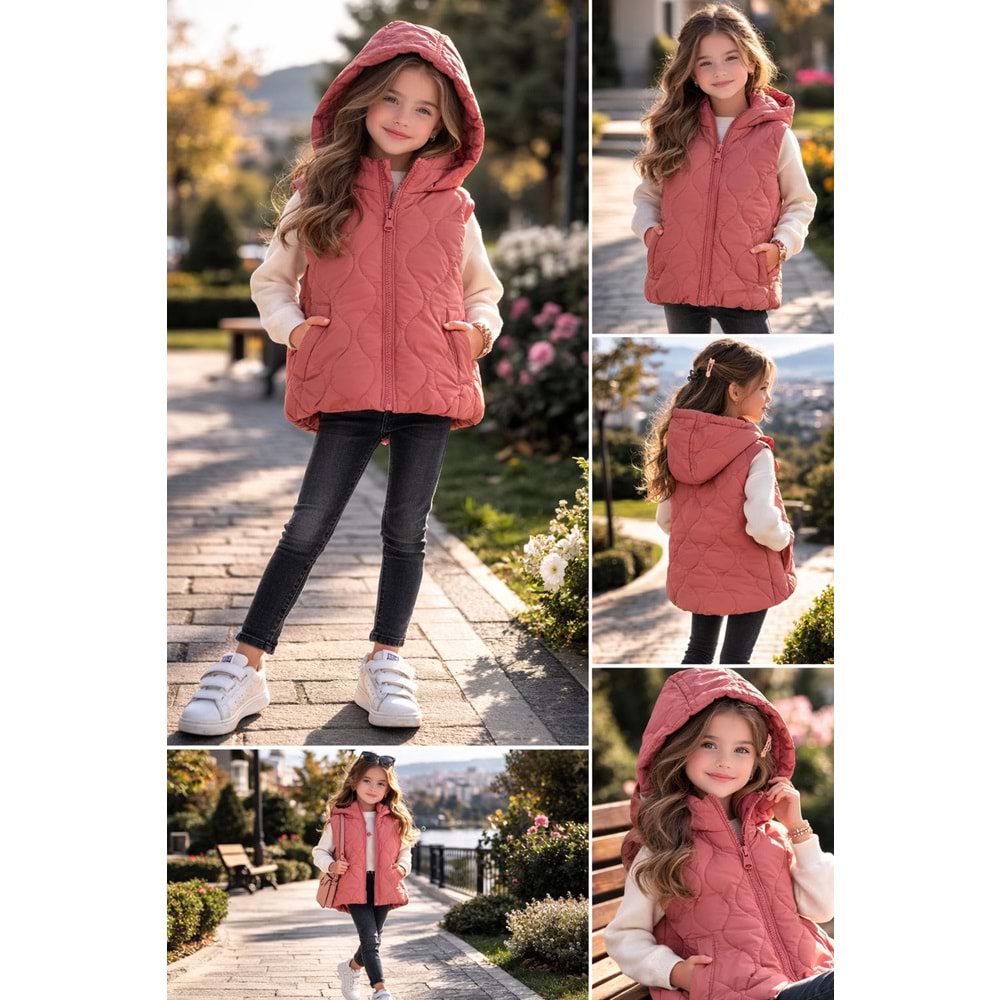 Asya Kids Soğan Kumaş Kız Şişme Yelek 6-14 Yaş-6618480 - GÜL KURUSU