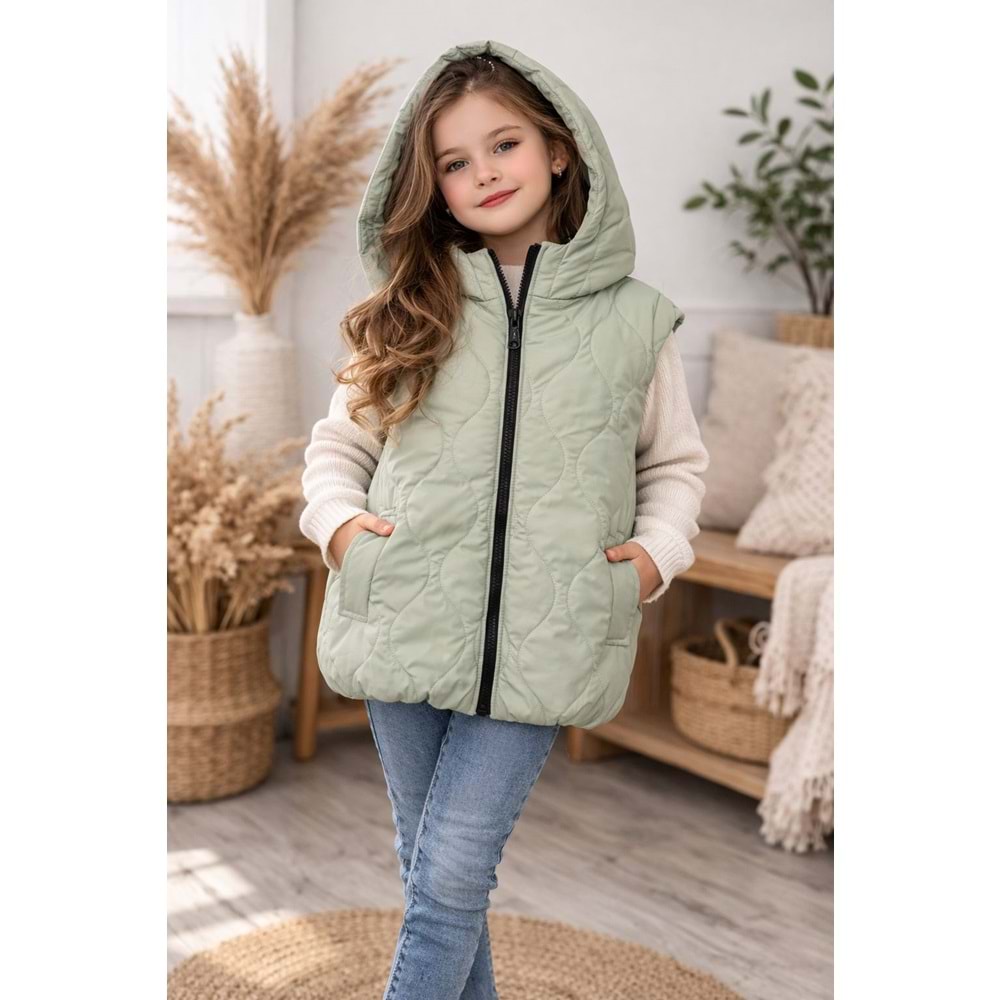 Asya Kids Soğan Kumaş Kız Şişme Yelek 6-14 Yaş-6618480 - SU YEŞİLİ
