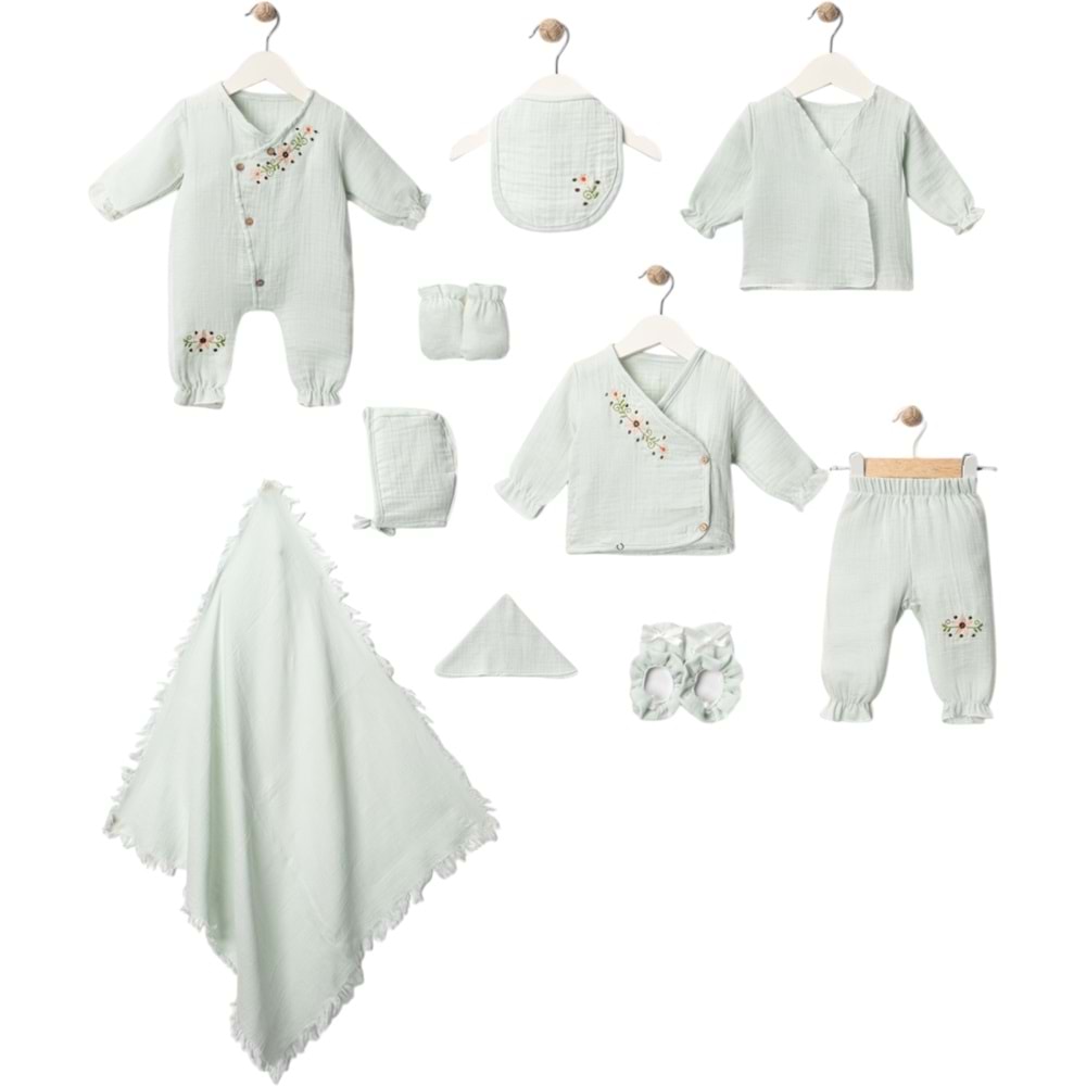 10 Lu Müslin Lüx Kız Zıbın Seti 0-3 Aylık -438642807 - SU YEŞİLİ - 0-3 AY