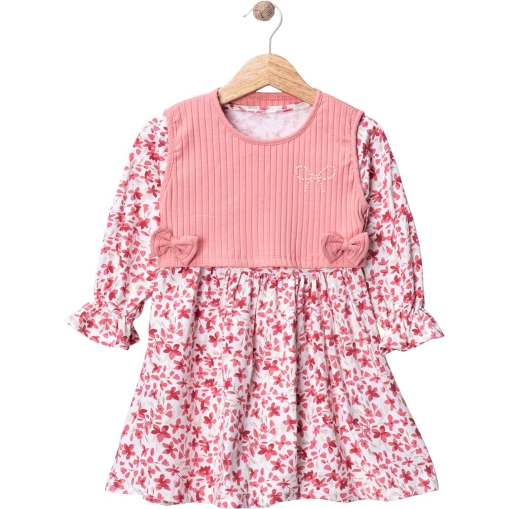 Wow Çiçekli Penye İkili Elbise 1-4 Yaş -450959180 - SOFT MERCAN