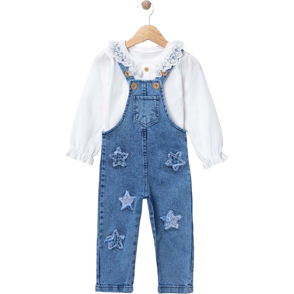 Been Likralı Kız Kot Slopet 1-4 Yaş -451048405 - MAVİ