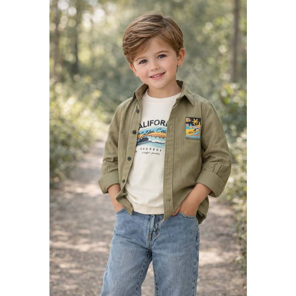 Oryeda Baskılı Gömlekli Takım 2-5 Yaş -449101518 - KAHVERENGİ