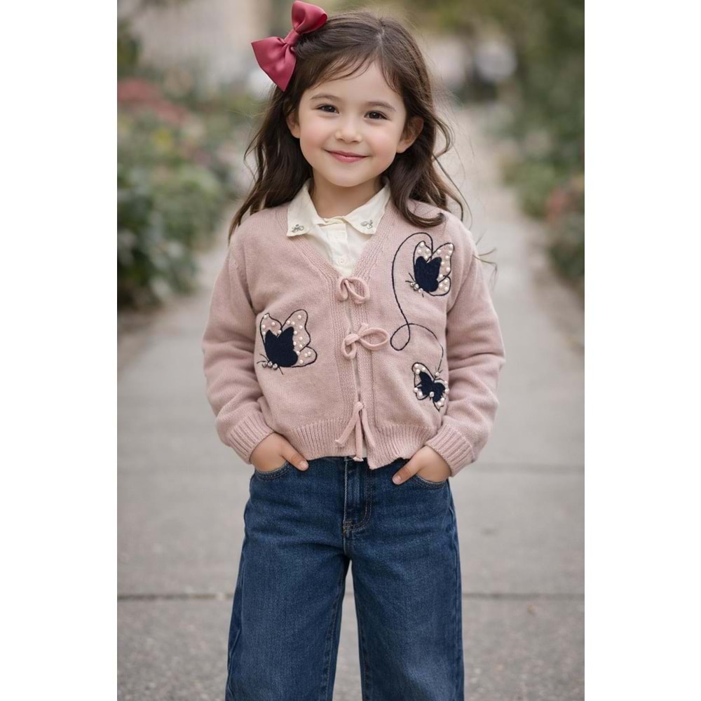 Miss Elitte Triko Ceketli Kelebek Detaylı 3 Lü Kız Takım 10-13 Yaş -450889926 - PEMBE