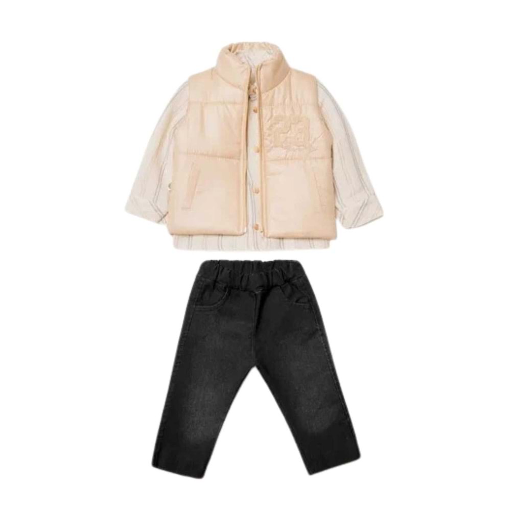 Hippıl Süzine 23 Nakışlı Erkek 3 Lü Takım 6-18 Aylık -542739725 - BEJ