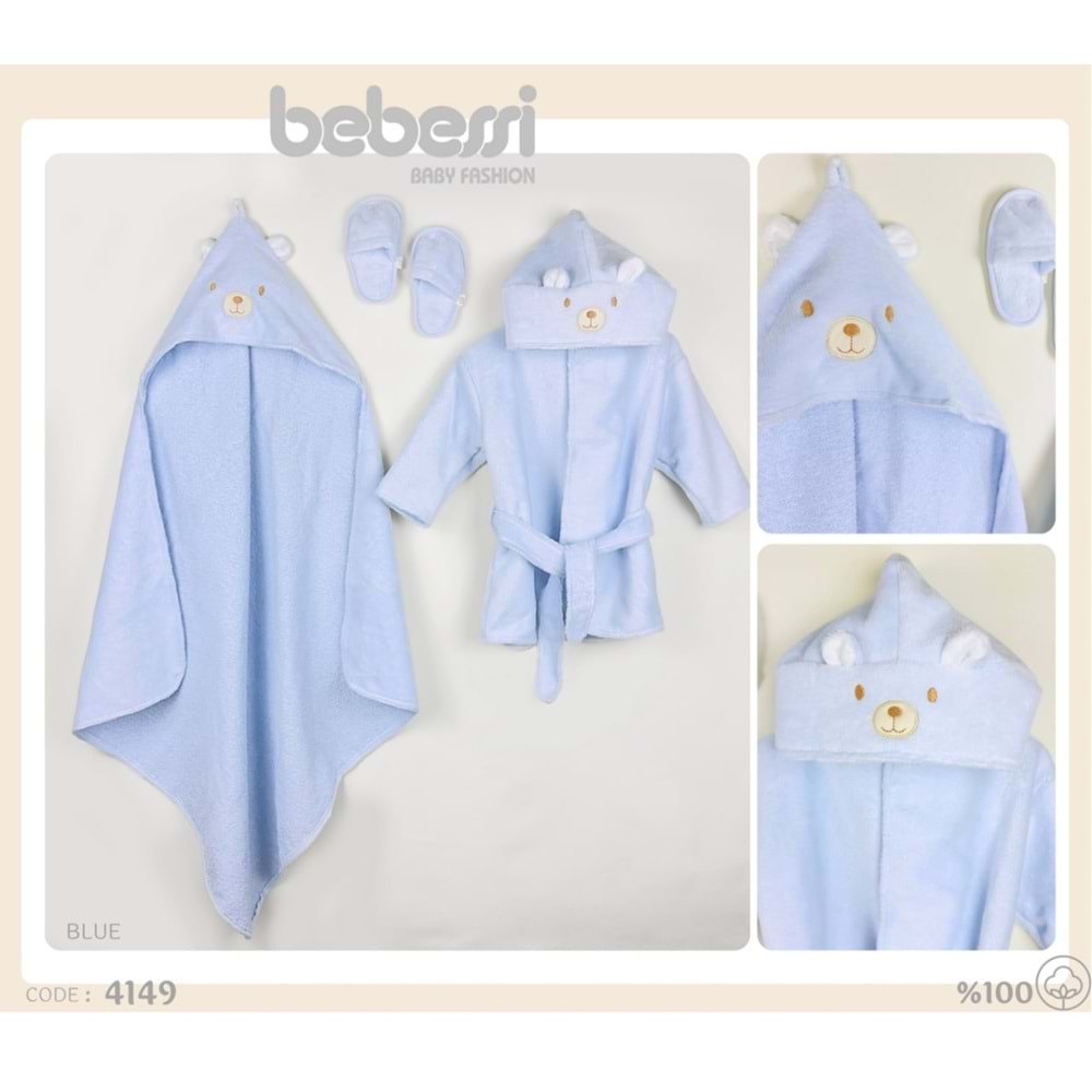 Bebessi Bebek 3lü Bornoz Seti-4149562-Mavi