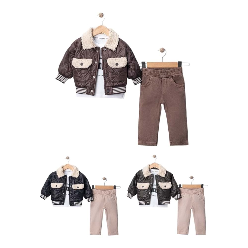 CanÖz Bebe Montlu Erkek 3 Lü Takım 9-24 Aylık-3673628 - KAHVERENGİ