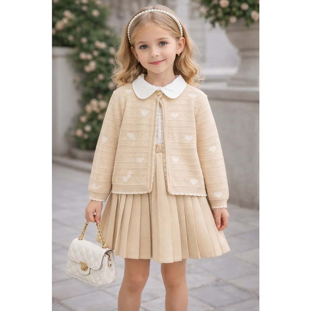 Lumia Baby Kalp Trikolu Etekli Takım 6-9 Yaş -4174485 - BEJ