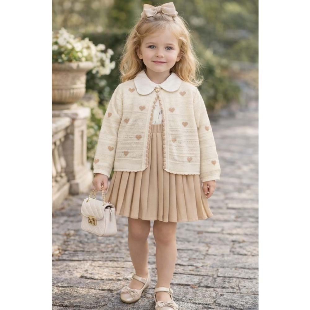 Lumia Baby Kalp Trikolu Etekli Takım 6-9 Yaş -4174485 - KREM