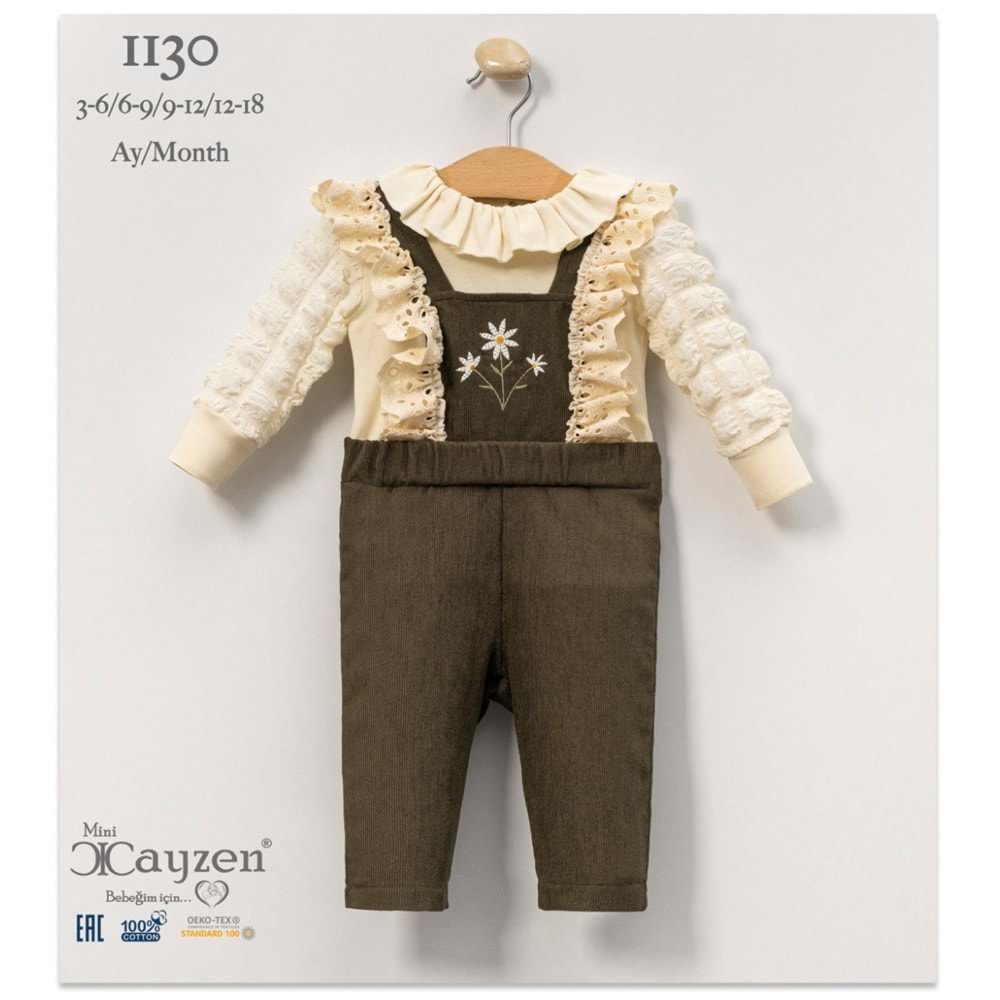 Cayzen 3-12 Aylık Kız Bella Lace Slopet Takım -1130368 - HAKİ YEŞİL