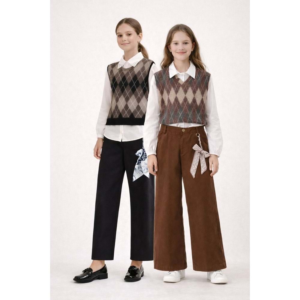 Miss Melinda Kids Baklava Desenli Kız 3 Lü Takım 11-14 Yaş -375800 - KAHVERENGİ