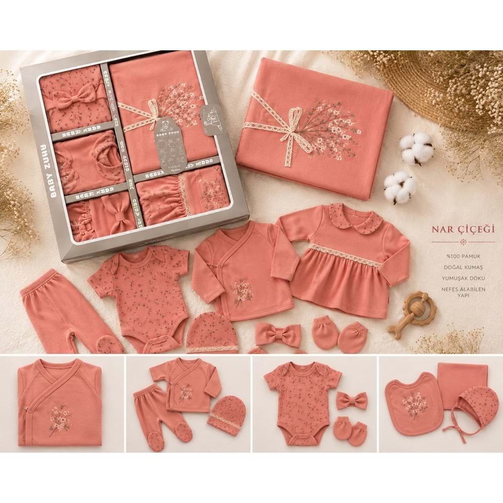 Baby Zuhu Waffle Çiçekli Kız 10 Lu Hastane Çıkışı 0-3 Aylık -BA3002713 - NAR ÇİÇEĞİ