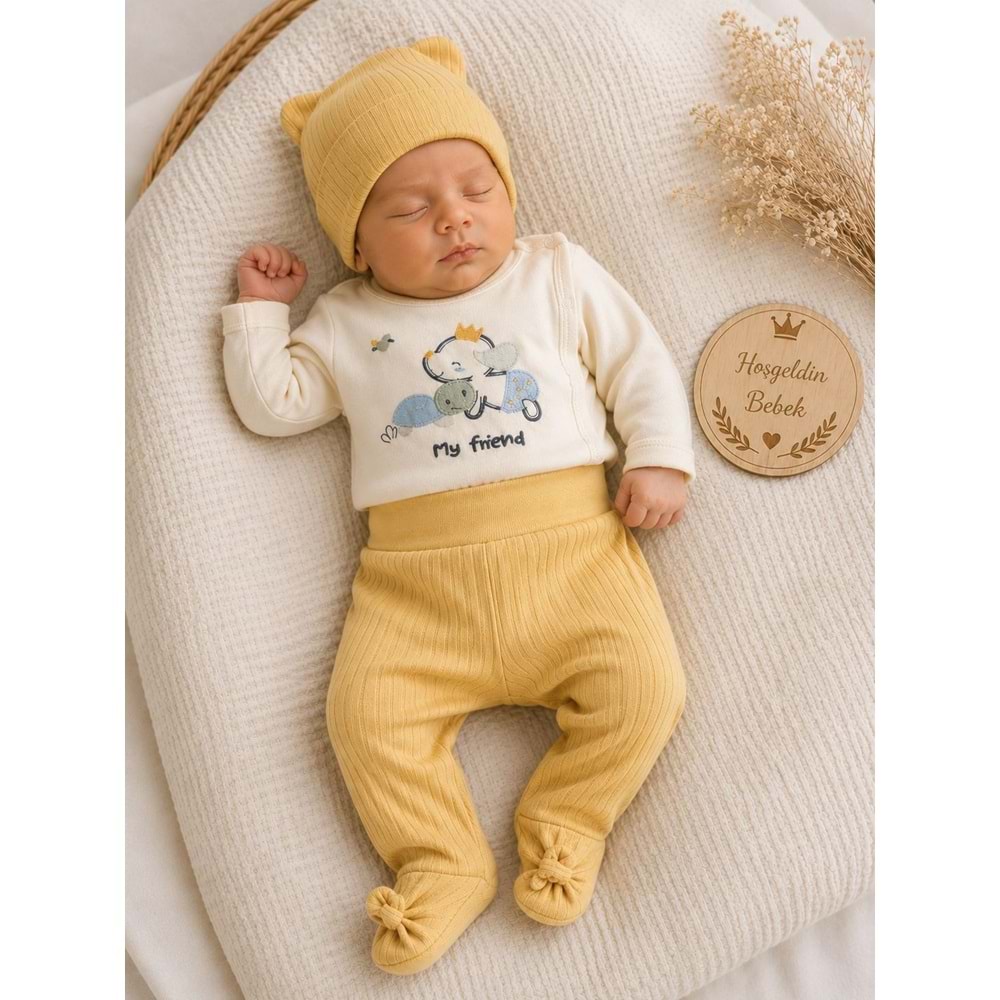 Babycan Erkek Sevimli Hayvanlar Kendinden Eldivenli Yeni Doğan Takım 0-3 Aylık -DÜ9452170 - HARDAL