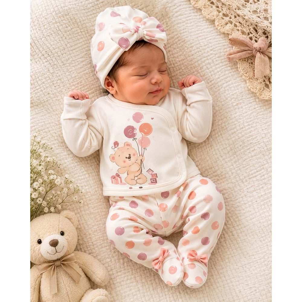 Babycan Balon Baskılı Unisex Yeni Doğan Takım 0-3 Aylık -DÜ9439170 - PEMBE