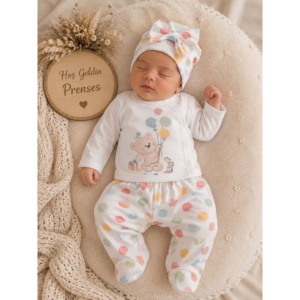Babycan Balon Baskılı Unisex Yeni Doğan Takım 0-3 Aylık -DÜ9439170 - SARI