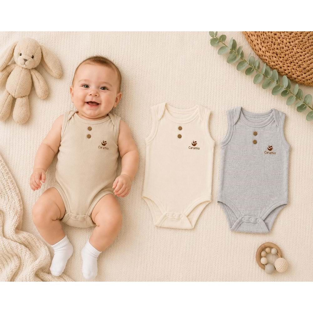 Canario Sıfır Kol Unisex 3 Lü Zıbın Kutuda Set 0-3 Aylık -BA8042227 - BEJ
