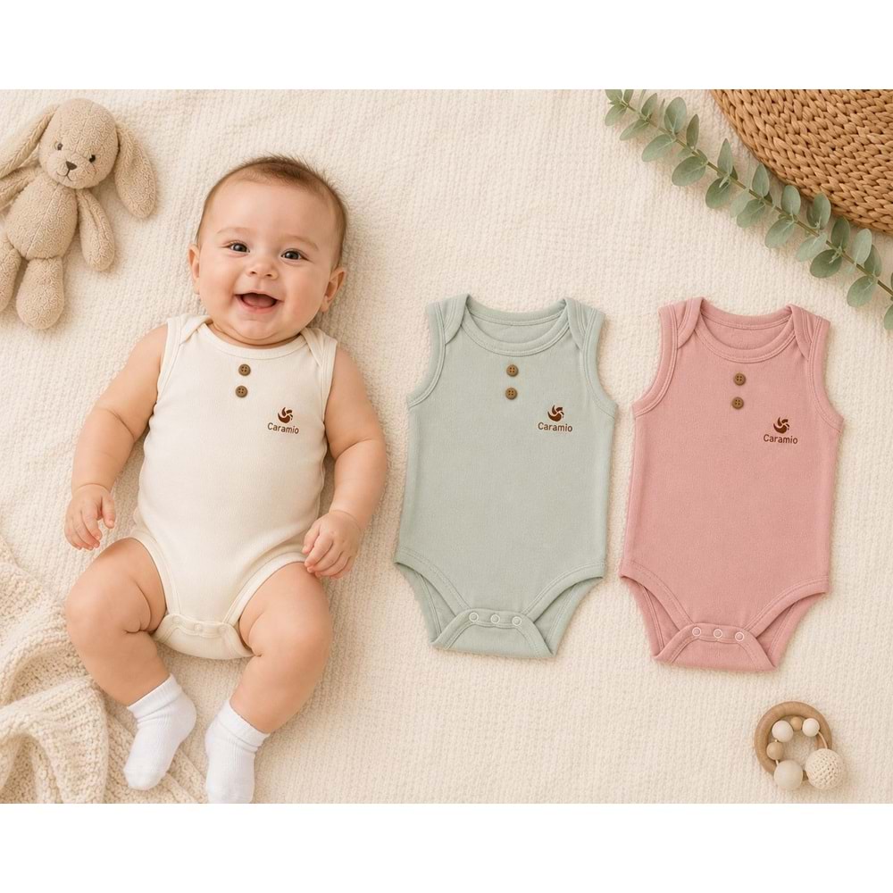 Canario Sıfır Kol Unisex 3 Lü Zıbın Kutuda Set 0-3 Aylık -BA8042227 - GÜL KURUSU