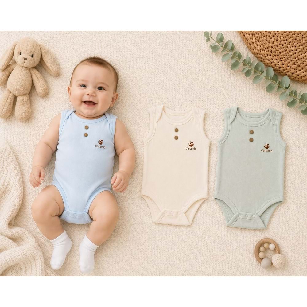 Canario Sıfır Kol Unisex 3 Lü Zıbın Kutuda Set 0-3 Aylık -BA8042227 - SU YEŞİLİ