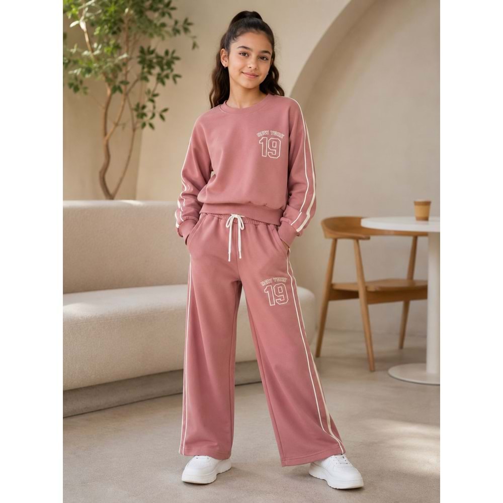 Vız Vız Kids New York Baskılı İkili Kız Eşofman Takımı 8-16 Yaş -VI1374580 - GÜL KURUSU