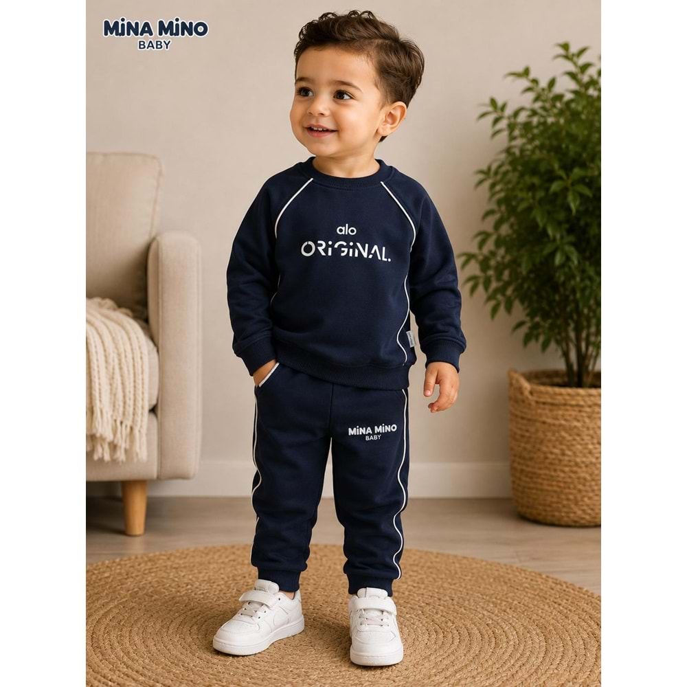 Mina Mino Baby Reglan Kol Biyeli Alo Baskılı Erkek İkili Takım 2-5 Yaş -BA465194261 - LACİVERT