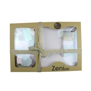 Zeni Triko Bebek 5 Li Tulum Seti Yenidoğan Bebek Takım Kutulu 3043 Pembe-Mint