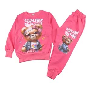 7407-2100 Kız Ayıcık 2li Eşofman Takım - PEMBE