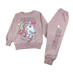 7447-2100 Unicorn 2li Eşofman Takım - GÜL KURUSU