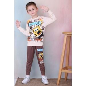 7276-2100 Sünger 2li Eşofman Takım - KAHVERENGİ