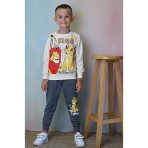 7244-2100 Lion King 2li Eşofman Takım - GRİ