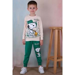 7255-2100 Snopy 2li Eşofman Takım - YEŞİL