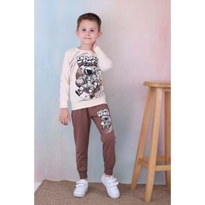 7258-2100 Astronot 2li Eşofman Takım - KAHVERENGİ