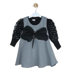 2004- Şirinkız 2-5 Yaş Kareli Jile Elbise Takım - SİYAH