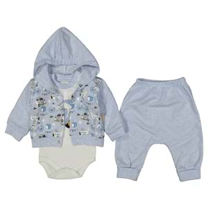 Babyim 3-6-9 Ay Araba Kapşonlu Bebek Takım 1993240 - MAVİ