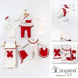 Cayzen Kalpli Dantelli 10 Parça Hastane Çıkışı 3007785 - KIRMIZI
