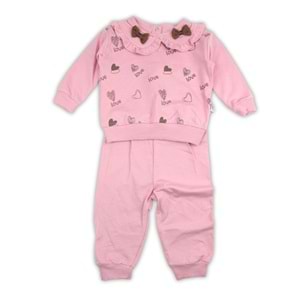 Murat Baby 2-5 Yaş Bebe Yaka Fiyonklu İkili Takım9449205 - GÜL KURUSU