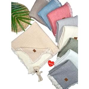 Murat Baby Püsküllü Müslin Battaniye 9367155 - GRİ