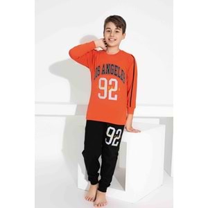 Tarık 11-16 Yaş Erkek Çocuk Pijama Los Angeles 3909250 - TURUNCU